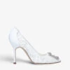 Manolo Blahnik Hangisi 105 Buckle-embellished Lace Courts