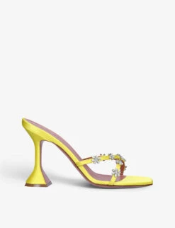 Amina Muaddi Lily Slipper 95 Crystal-embellished Satin Heeled Sandals