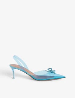 Amina Muaddi Rosie Glass Crystal-embellished PVC Slingback Courts