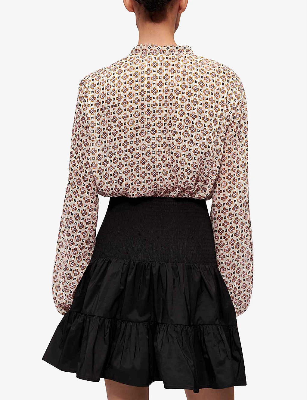 Maje June Smocked Woven Mini Skirt - Image 4