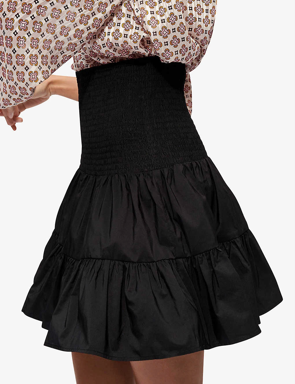 Maje June Smocked Woven Mini Skirt - Image 5