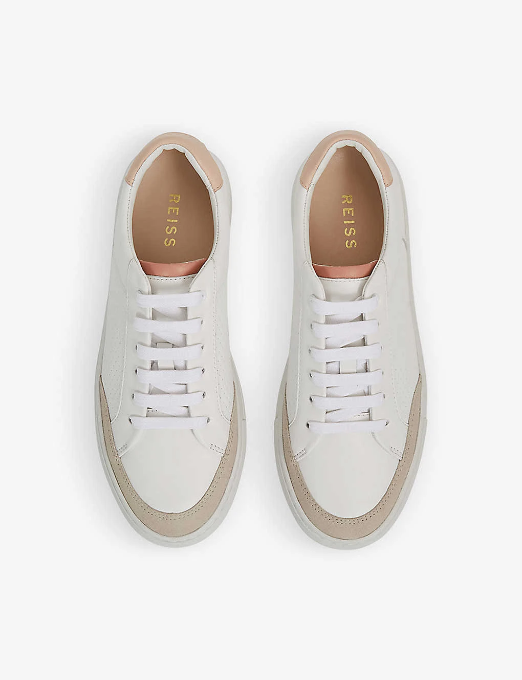 Reiss Ashley Panelled Perforated Leather Low-top Trainers - Image 2