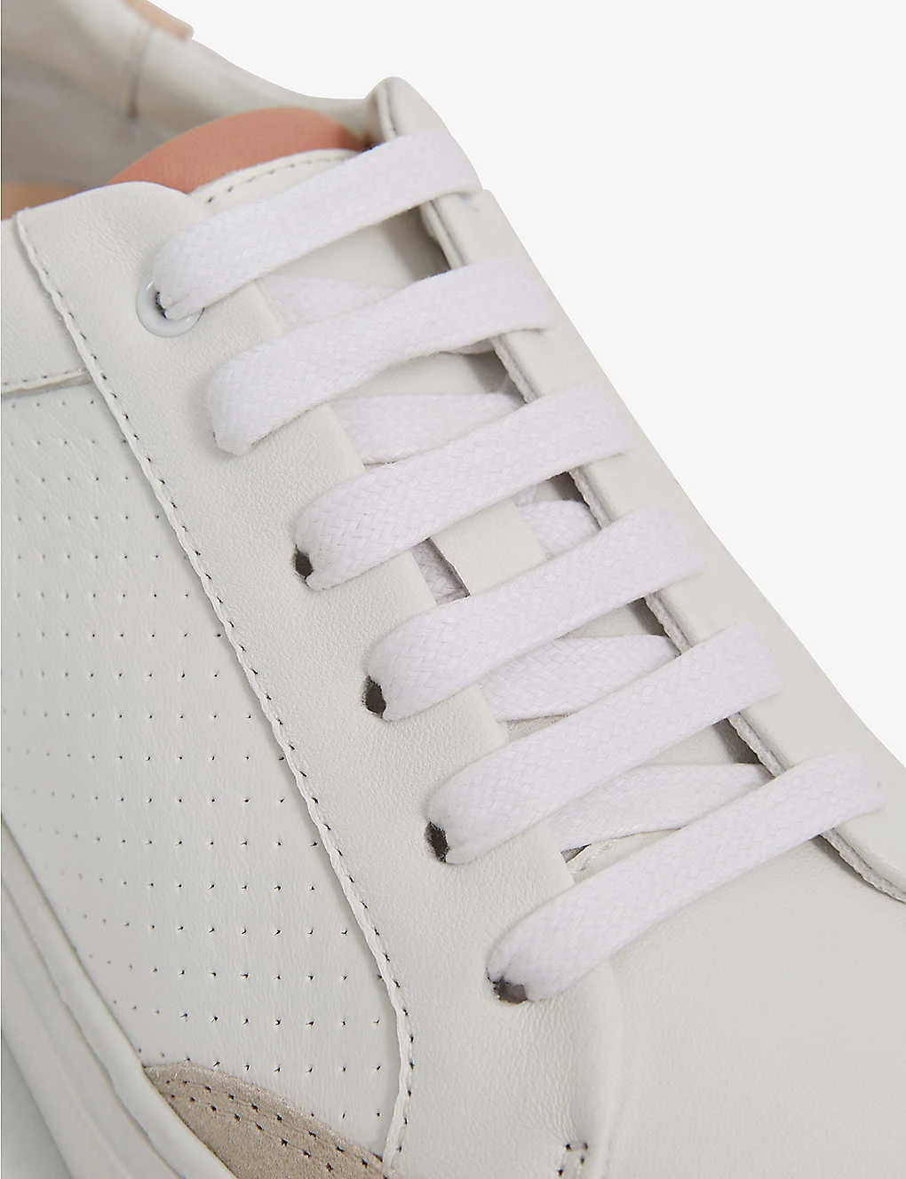 Reiss Ashley Panelled Perforated Leather Low-top Trainers - Image 3