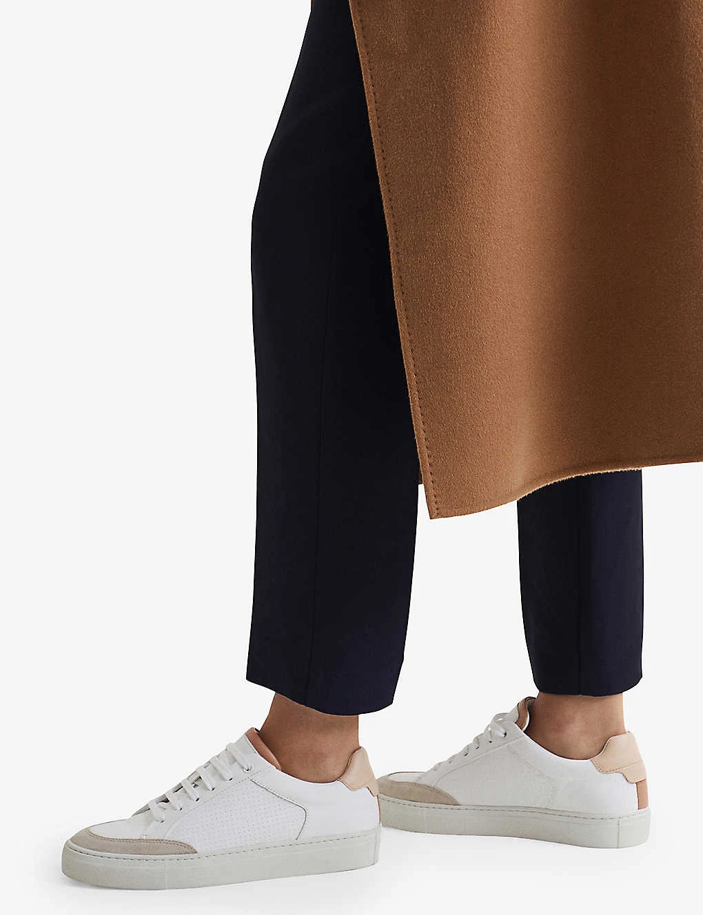 Reiss Ashley Panelled Perforated Leather Low-top Trainers - Image 5