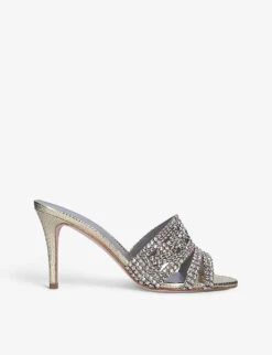 Jarrah Embellished Leather Heeled Mule Sandals