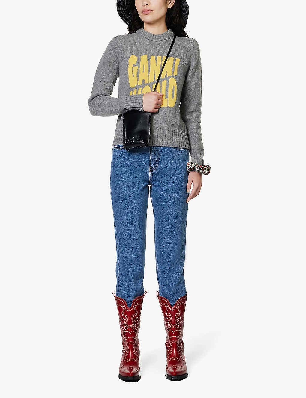 Ganni Logo-embossed Small Recycled-leather Cross-body Bag - Image 2