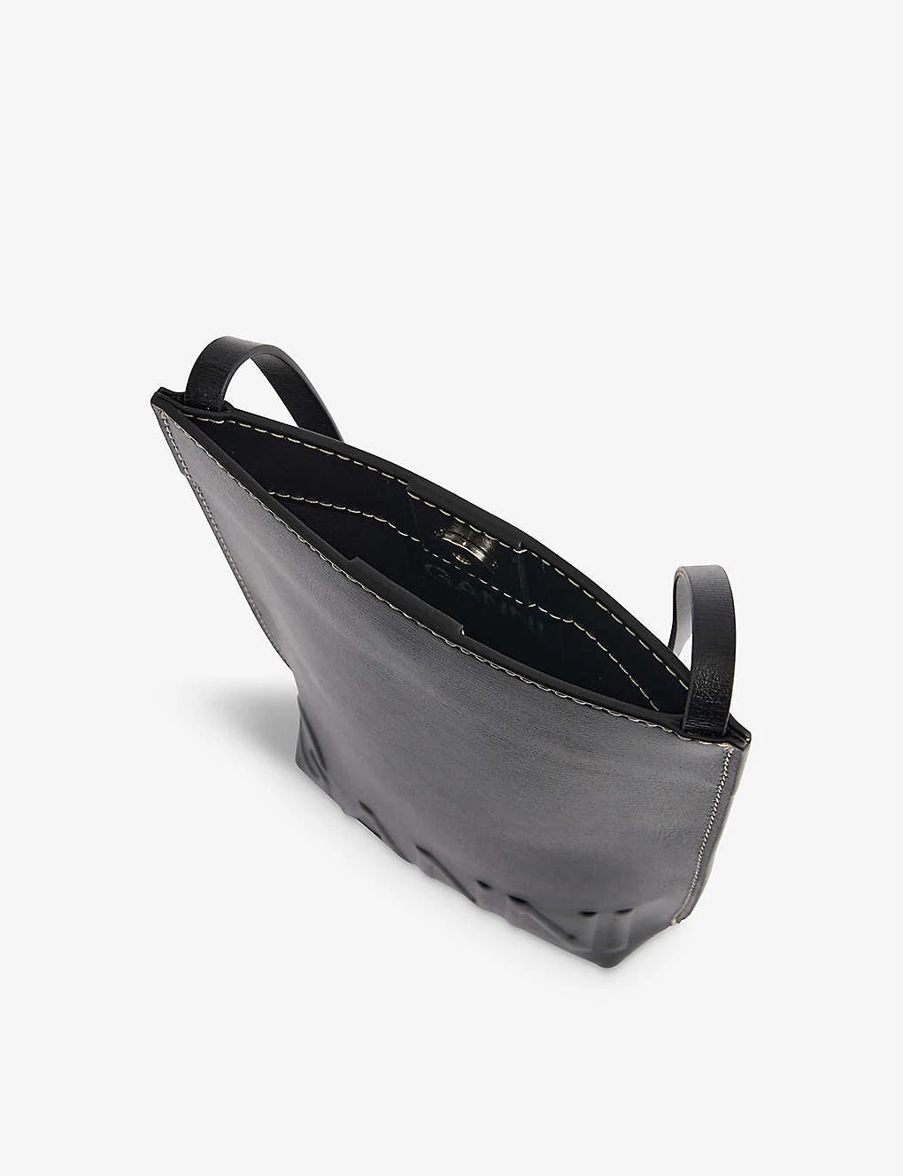 Ganni Logo-embossed Small Recycled-leather Cross-body Bag - Image 3