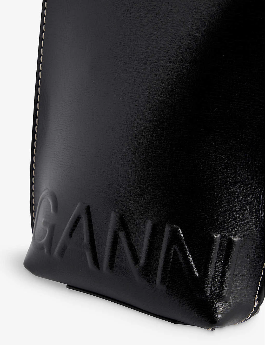 Ganni Logo-embossed Small Recycled-leather Cross-body Bag - Image 4