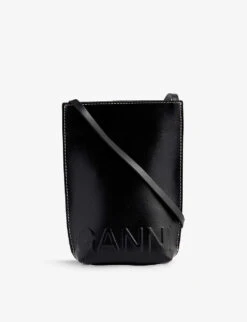 Ganni Logo-embossed Small Recycled-leather Cross-body Bag