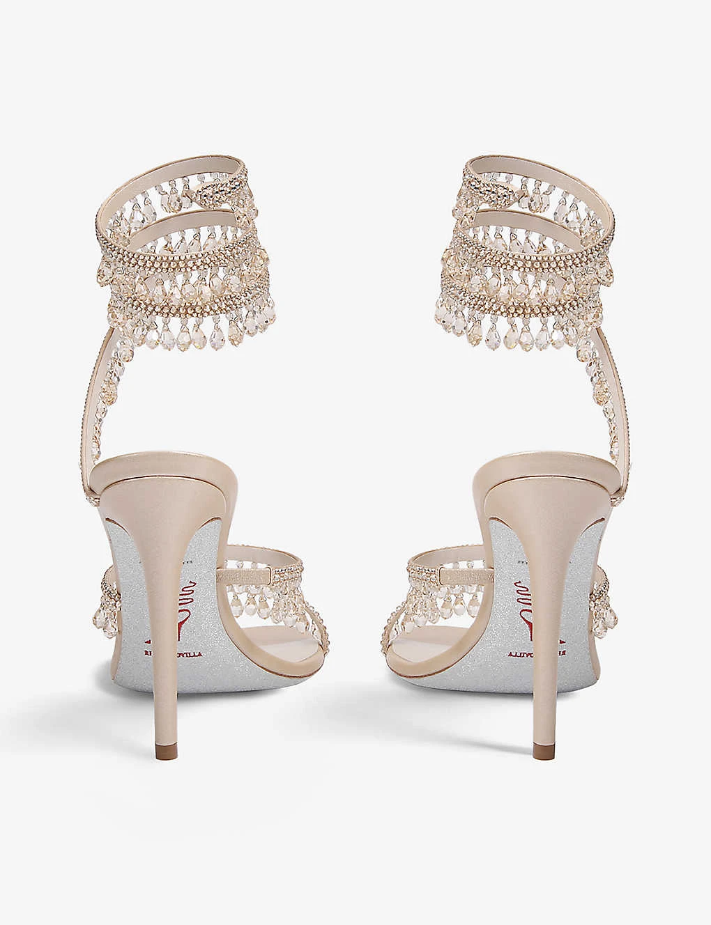 Chandelier Bead-embellished Leather Heeled Sandals - Image 2