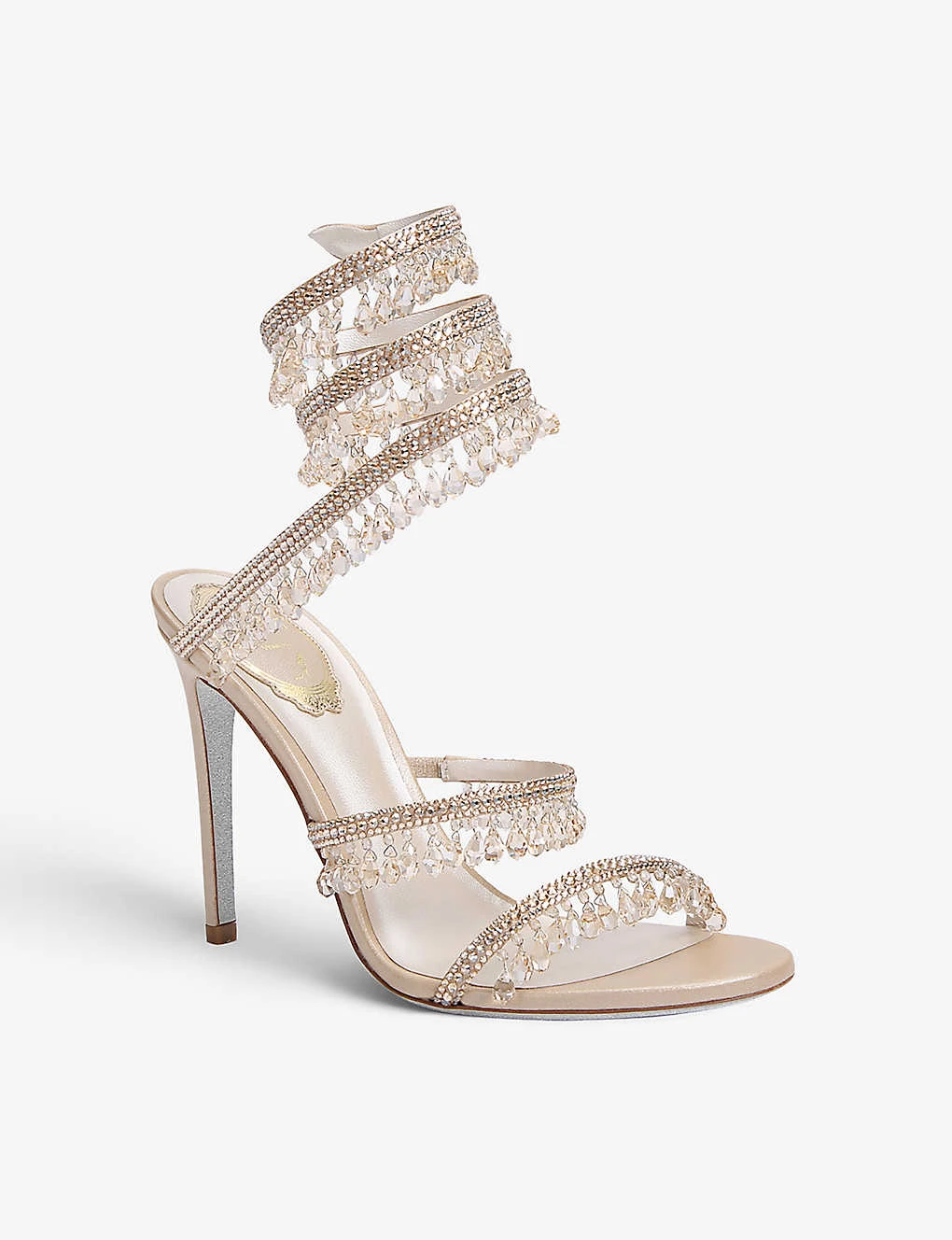 Chandelier Bead-embellished Leather Heeled Sandals - Image 3