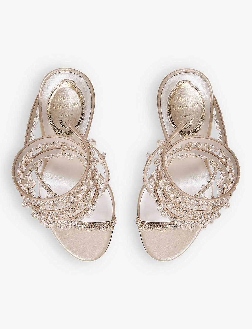 Chandelier Bead-embellished Leather Heeled Sandals - Image 4