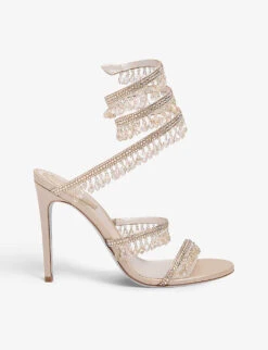 Chandelier Bead-embellished Leather Heeled Sandals