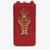 Sonia Petroff Lobster 24ct Yellow Gold-plated Brass And Swarovski Crystal-embellished Leather Clutch Bag