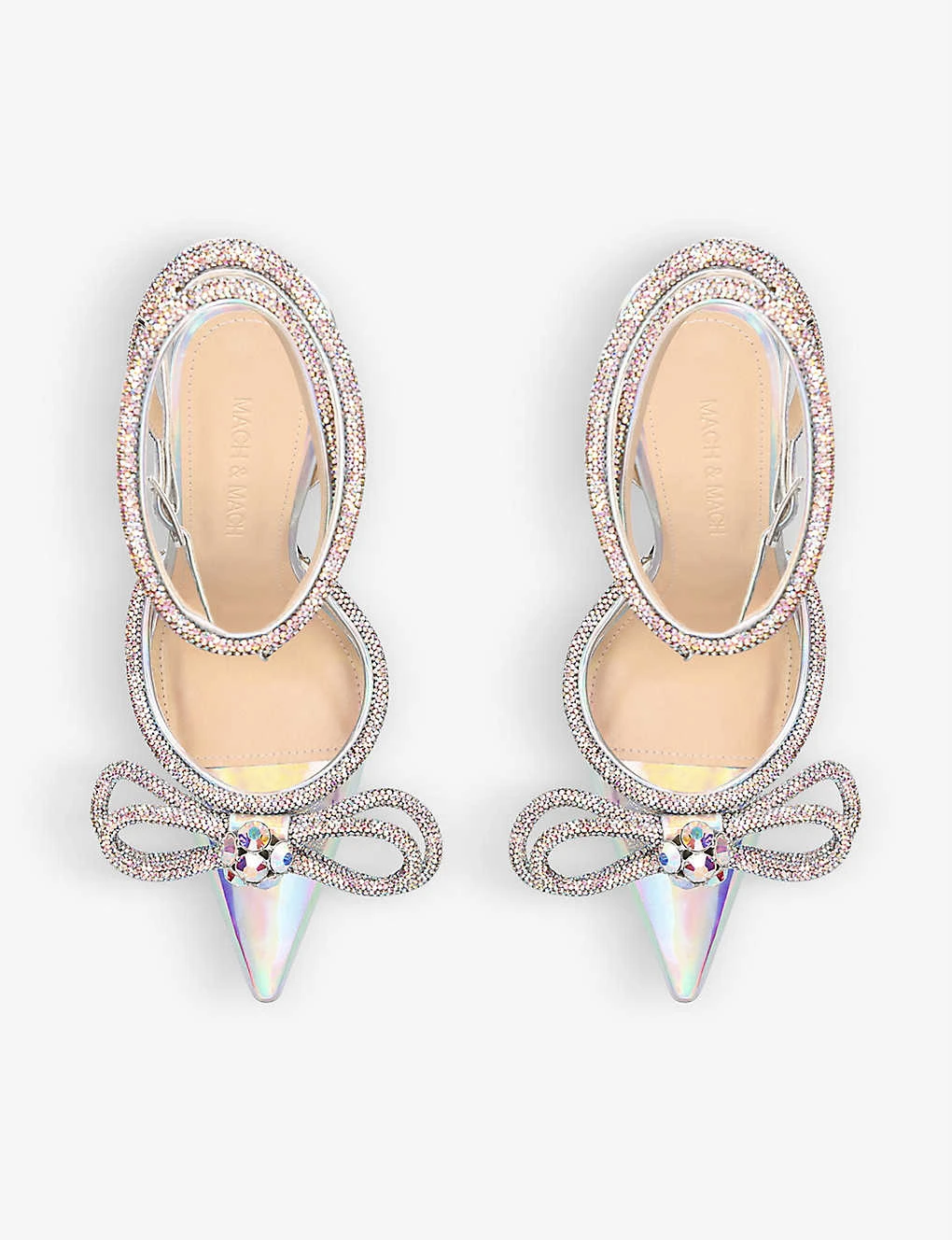 Double Bow Crystal-embellished Leather And PVC Heeled Sandals - Image 2