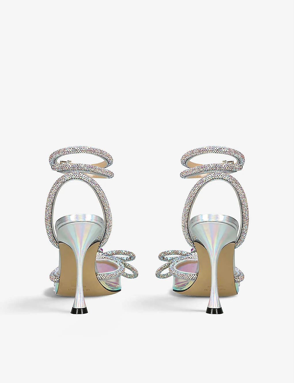 Double Bow Crystal-embellished Leather And PVC Heeled Sandals - Image 4