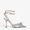 Double Bow Crystal-embellished Leather And PVC Heeled Sandals