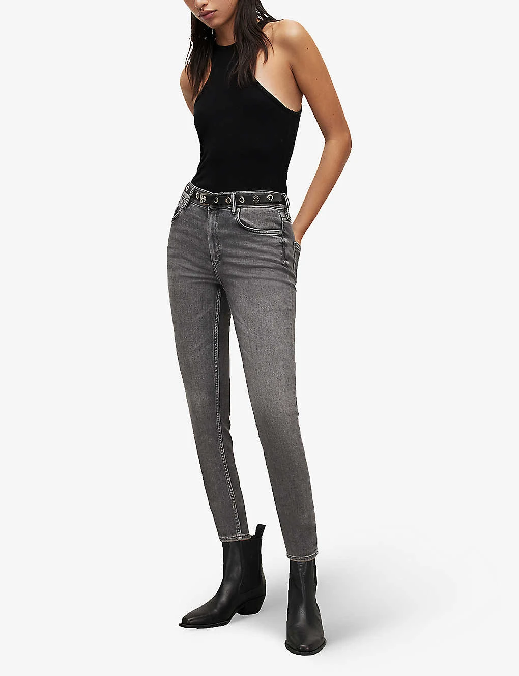 AllSaints Dax Washed-effect Skinny High-rise Stretch-denim Jeans - Image 2