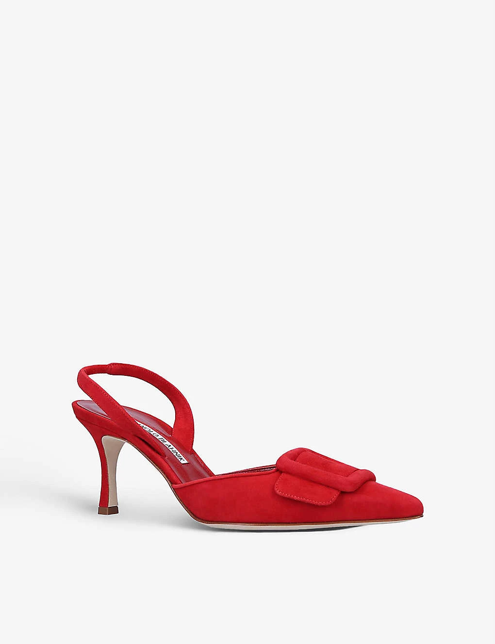 Manolo Blahnik Maysli Buckled Suede Slingback Courts - Image 3