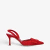Manolo Blahnik Maysli Buckled Suede Slingback Courts