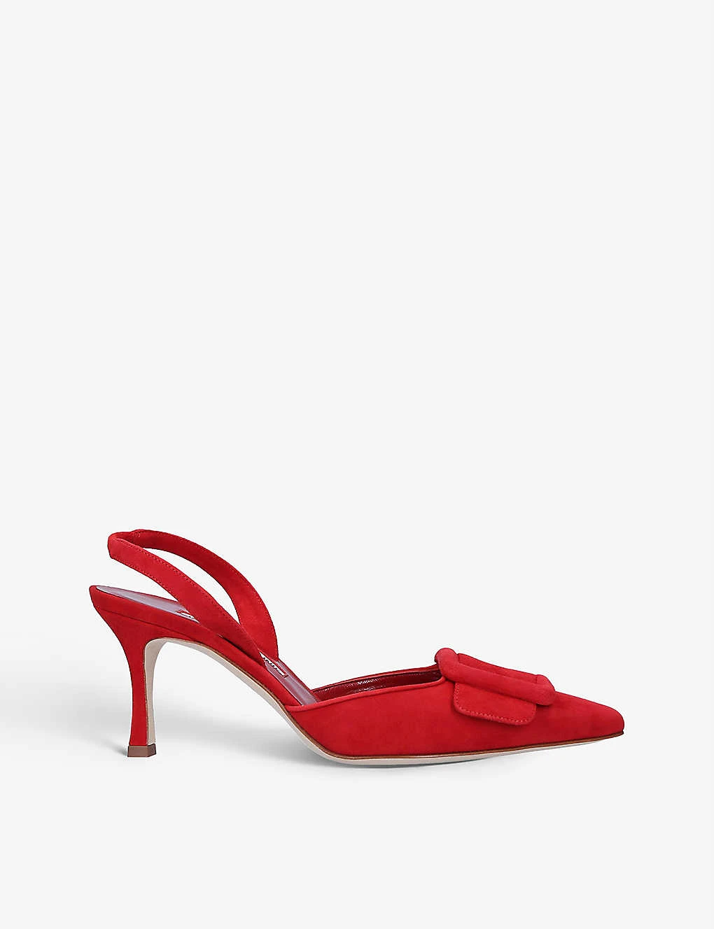 Manolo Blahnik Maysli Buckled Suede Slingback Courts