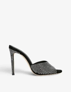 Paris Texas Holly Crystal-embellished Suede Heeled Mules