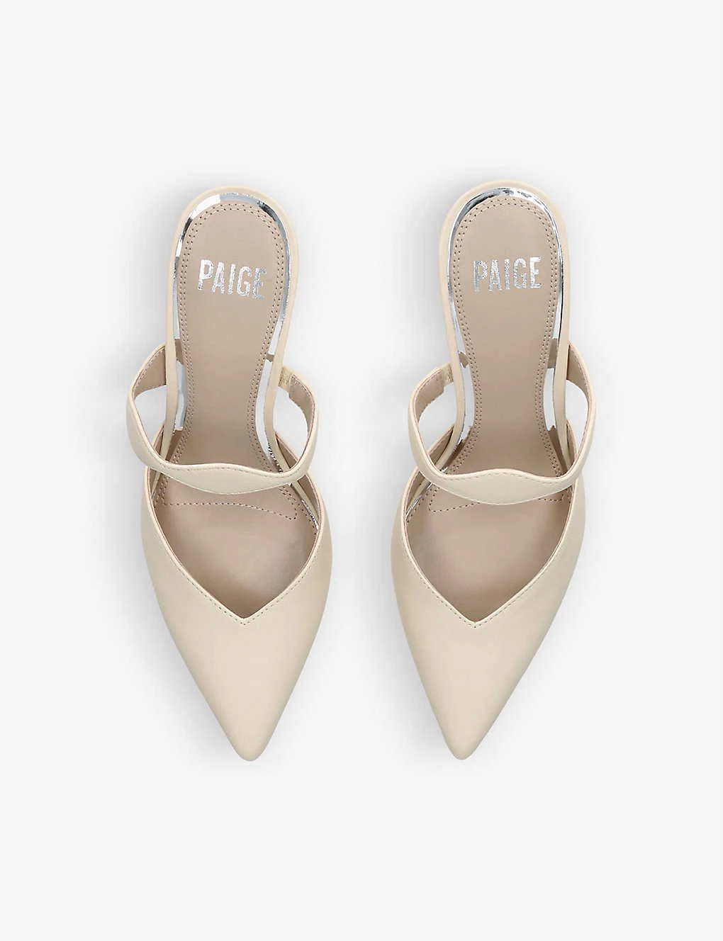 Paige Pia Pointed-toe Kitten-heel Leather Mules - Image 2