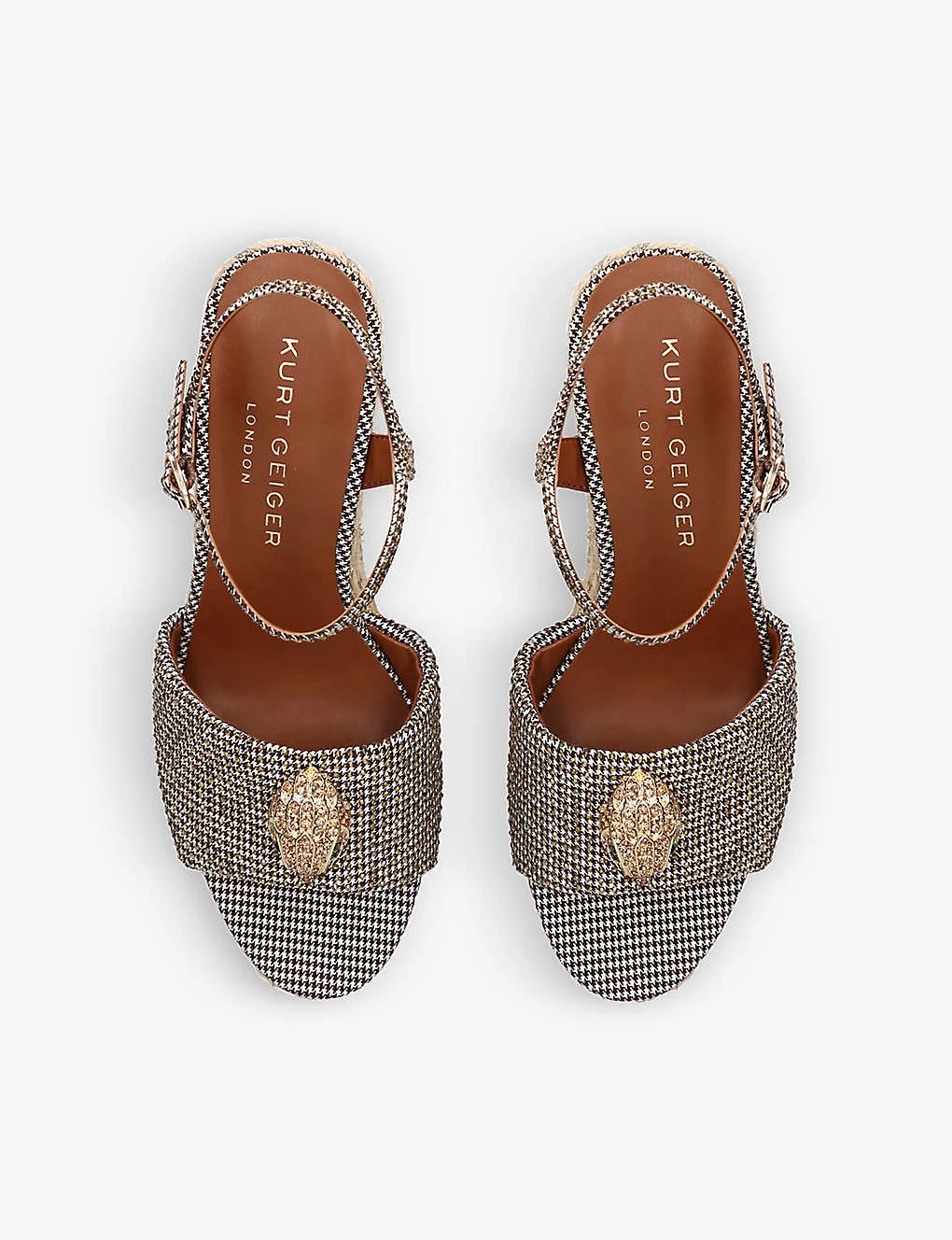 Kurt Geiger London Kensington Eagle-embellished Houndstooth Woven Espadrilles - Image 2