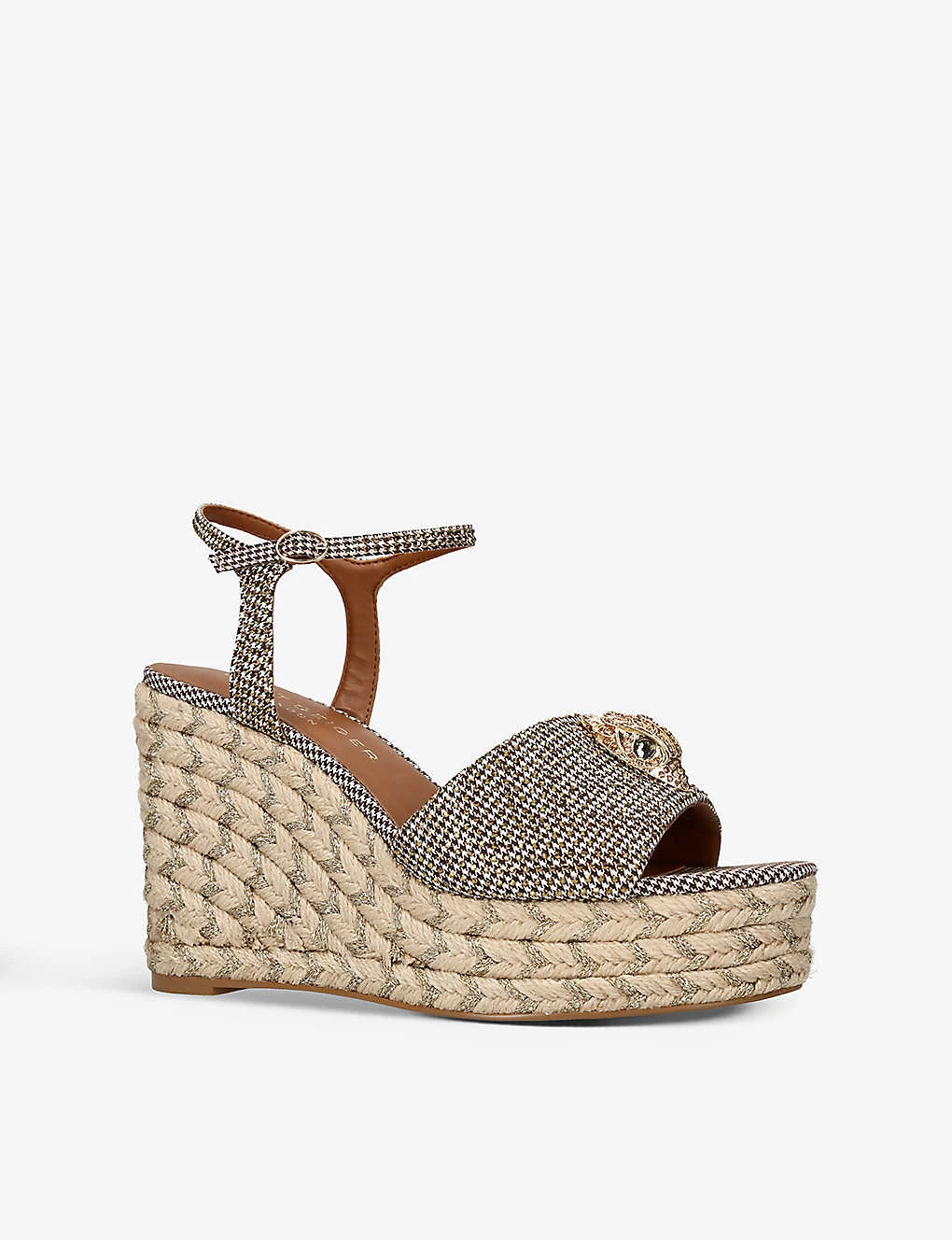 Kurt Geiger London Kensington Eagle-embellished Houndstooth Woven Espadrilles - Image 3
