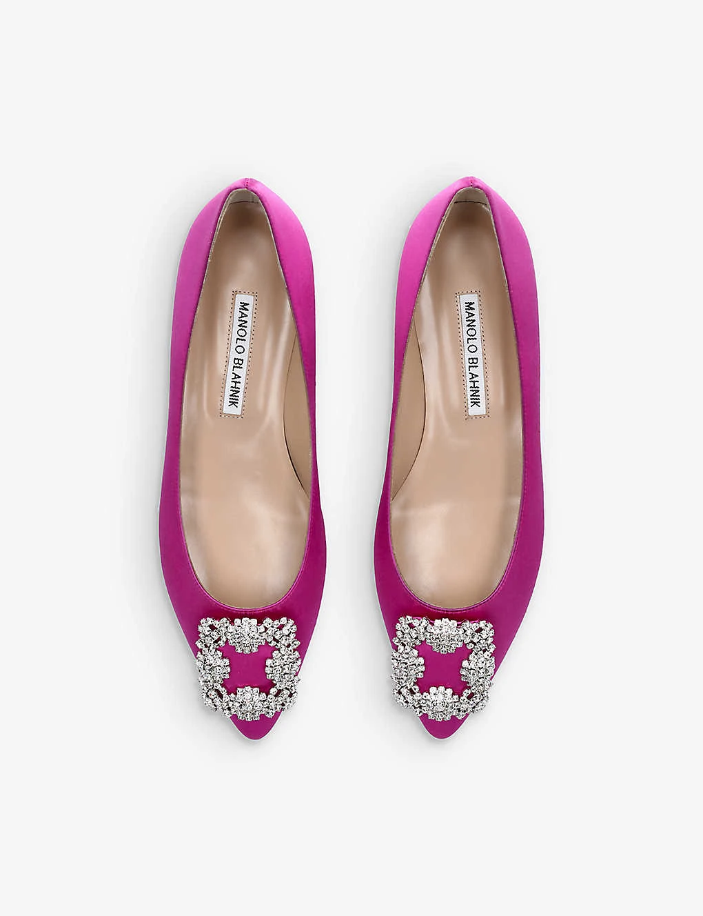 Manolo Blahnik Hangisi Crystal-embellished Satin Flats - Image 2
