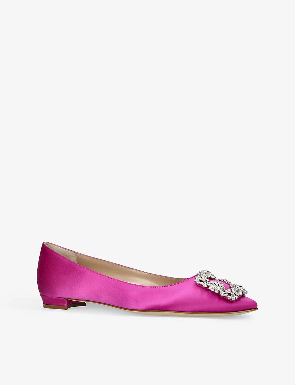 Manolo Blahnik Hangisi Crystal-embellished Satin Flats - Image 3
