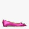 Manolo Blahnik Hangisi Crystal-embellished Satin Flats