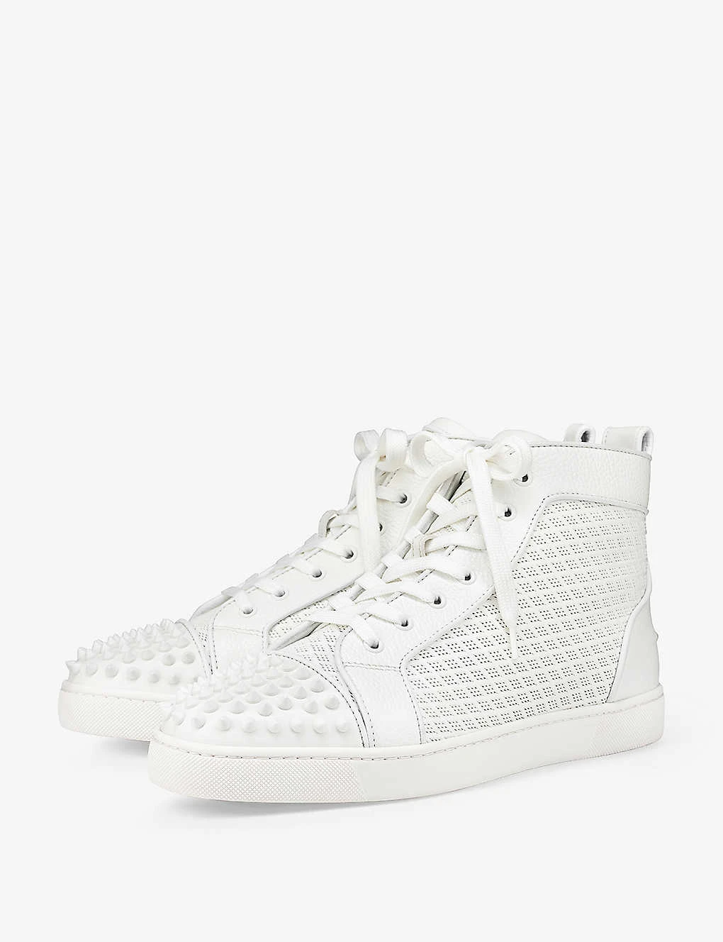 Christian Louboutin Lou Orlato Spikes Spike-embellished Leather High-top Trainers - Image 2