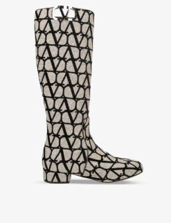 Valentino Garavani VLOGO 30 Graphic-print Wool Heeled Boots