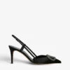 Valentino Garavani VLOGO Crystal-embellished Satin Slingback Courts