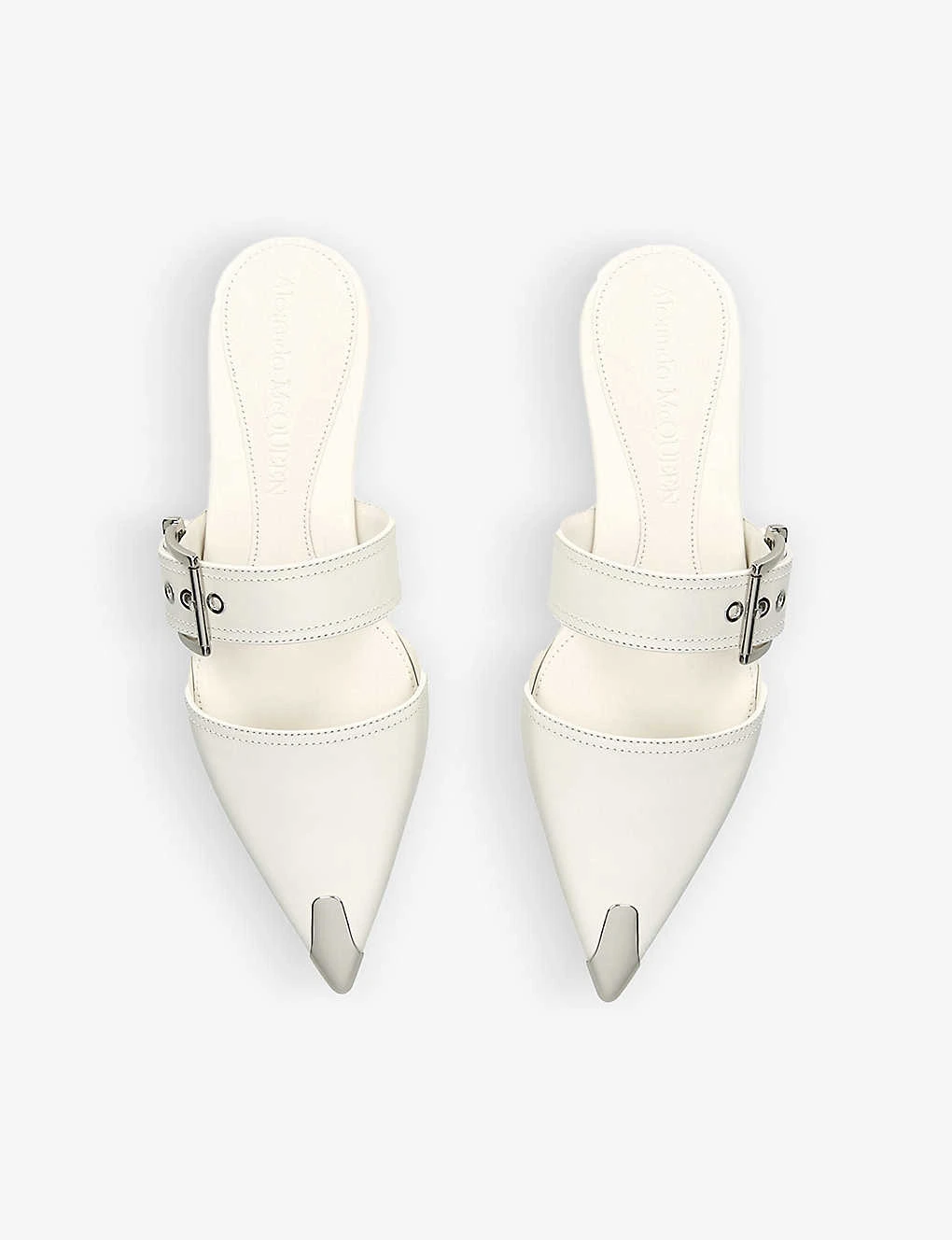 Alexander McQueen Buckle-embellished Flat-sole Leather Mules - Image 2