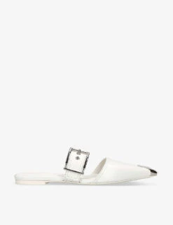 Alexander McQueen Buckle-embellished Flat-sole Leather Mules