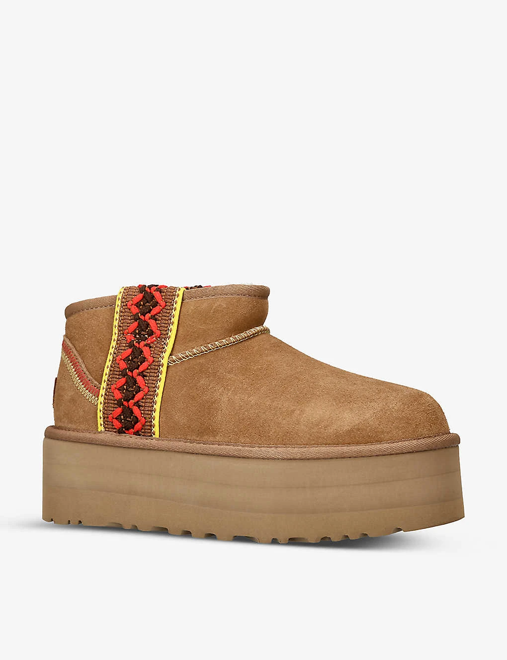 Ugg Classic Ultra Mini Platform Braided Suede And Shearling Boots - Image 3