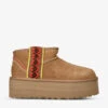 Ugg Classic Ultra Mini Platform Braided Suede And Shearling Boots