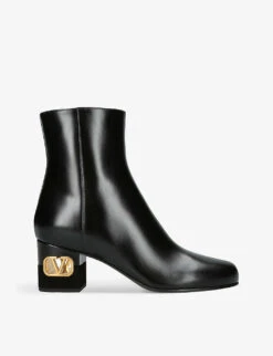 Valentino Garavani VLogo Brand-plaque Leather Heeled Ankle Boots