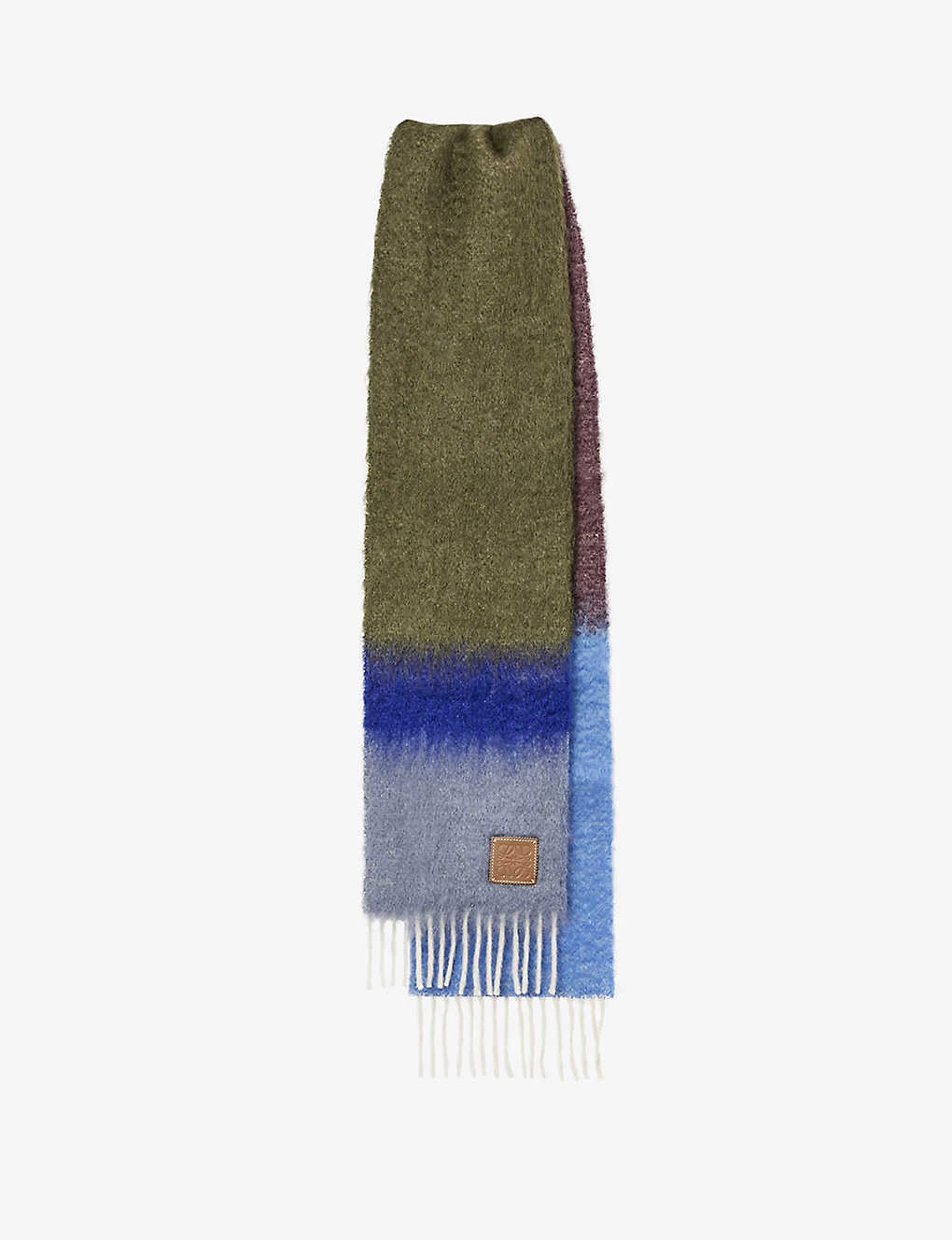 Loewe Anagram-patch Striped Wool And Mohair-blend Scarf - Image 3