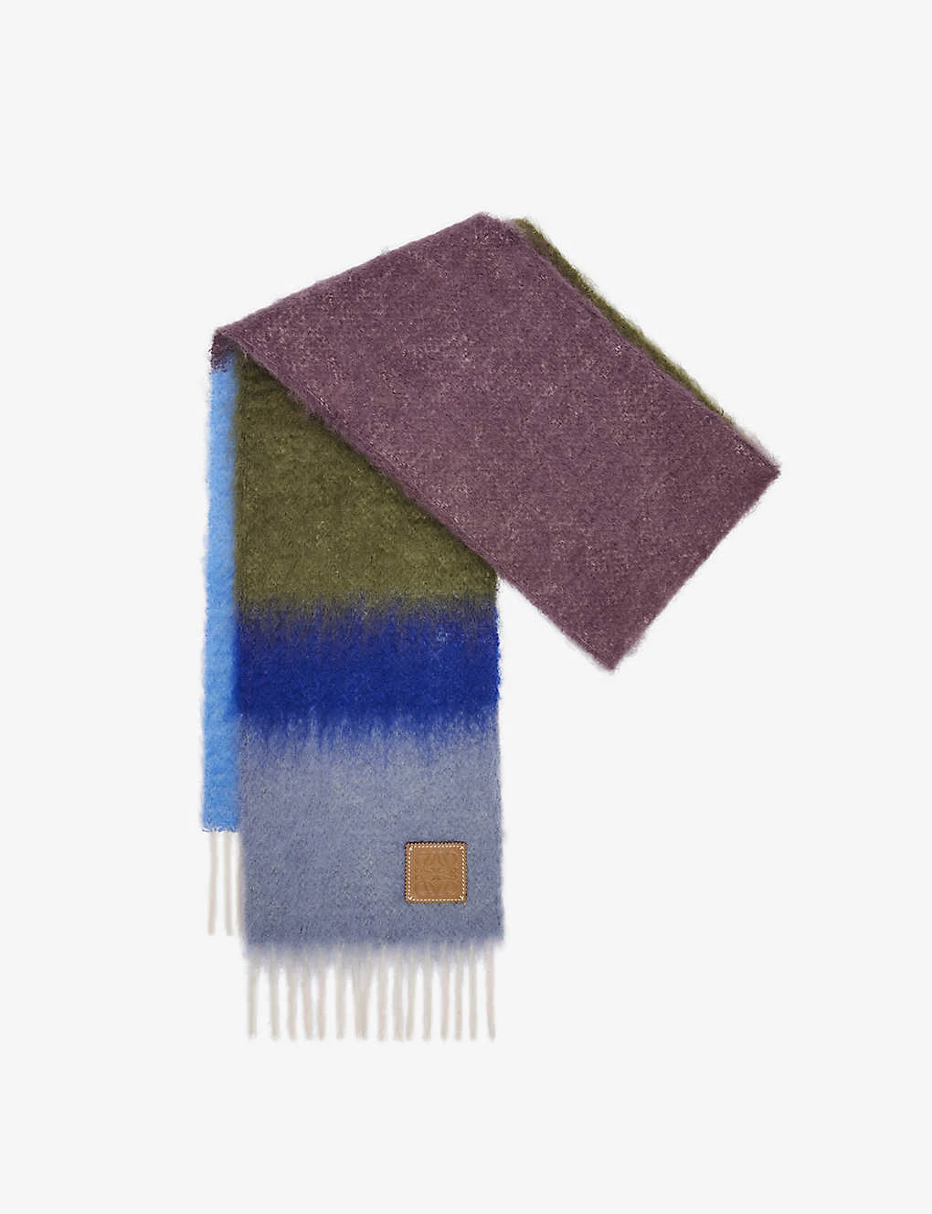 Loewe Anagram-patch Striped Wool And Mohair-blend Scarf