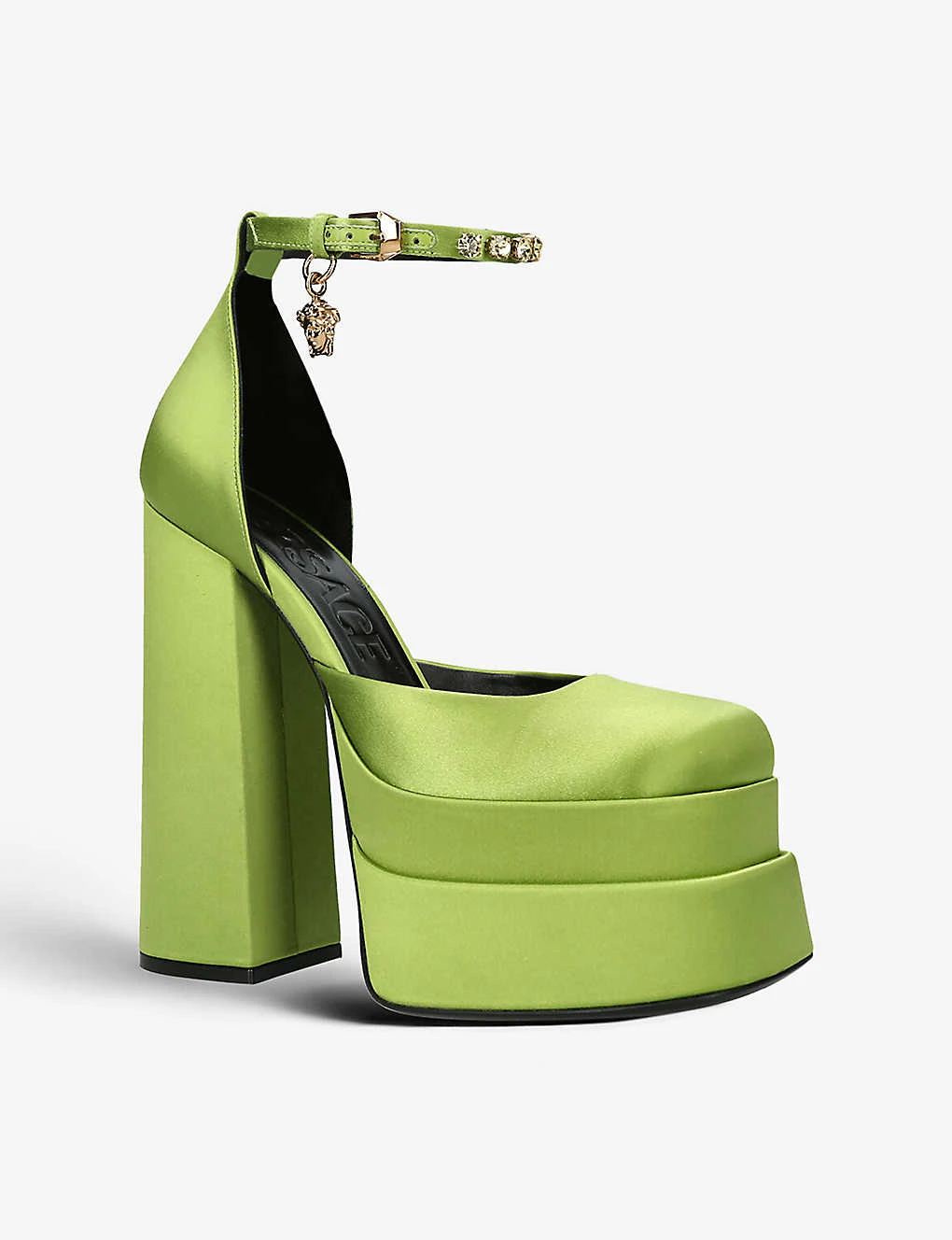 Versace Medusa Aevitas Embellished Satin Platform Sandals - Image 3