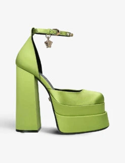 Versace Medusa Aevitas Embellished Satin Platform Sandals