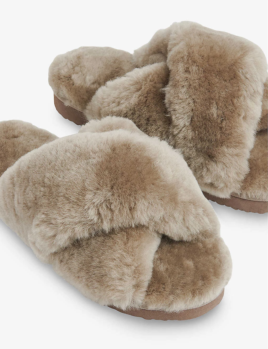 Whistles Macy Cross-strap Fluffy Slippers - Image 3