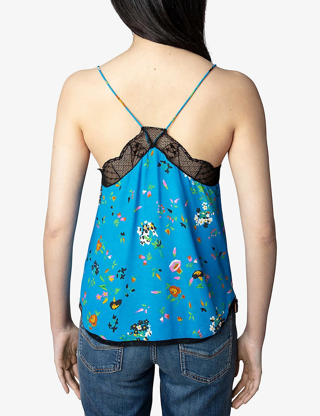 Zadig & Voltaire Christy Floral-print Lace-trimmed Woven Cami Top - Image 4