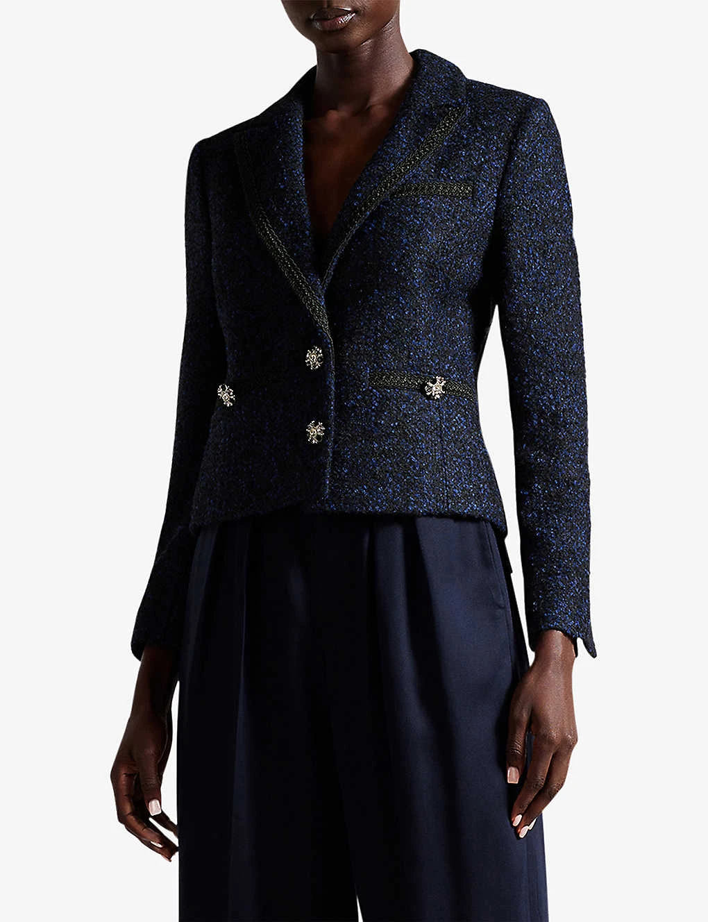 Ted Baker Alenaah Crystal-embellished Boucle-woven Jacket - Image 3