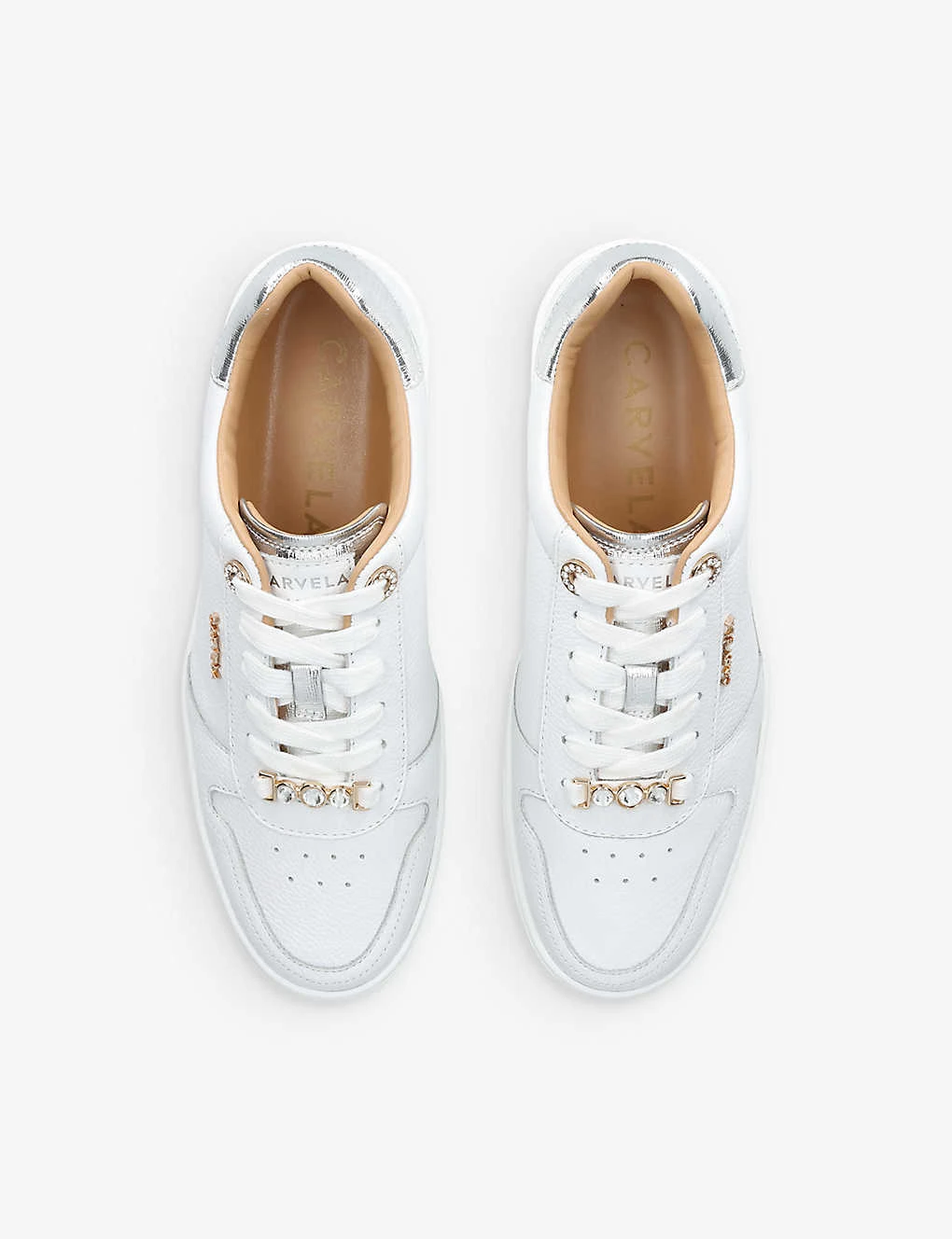 Carvela District Logo-embellished Leather Low-top Trainers - Image 2
