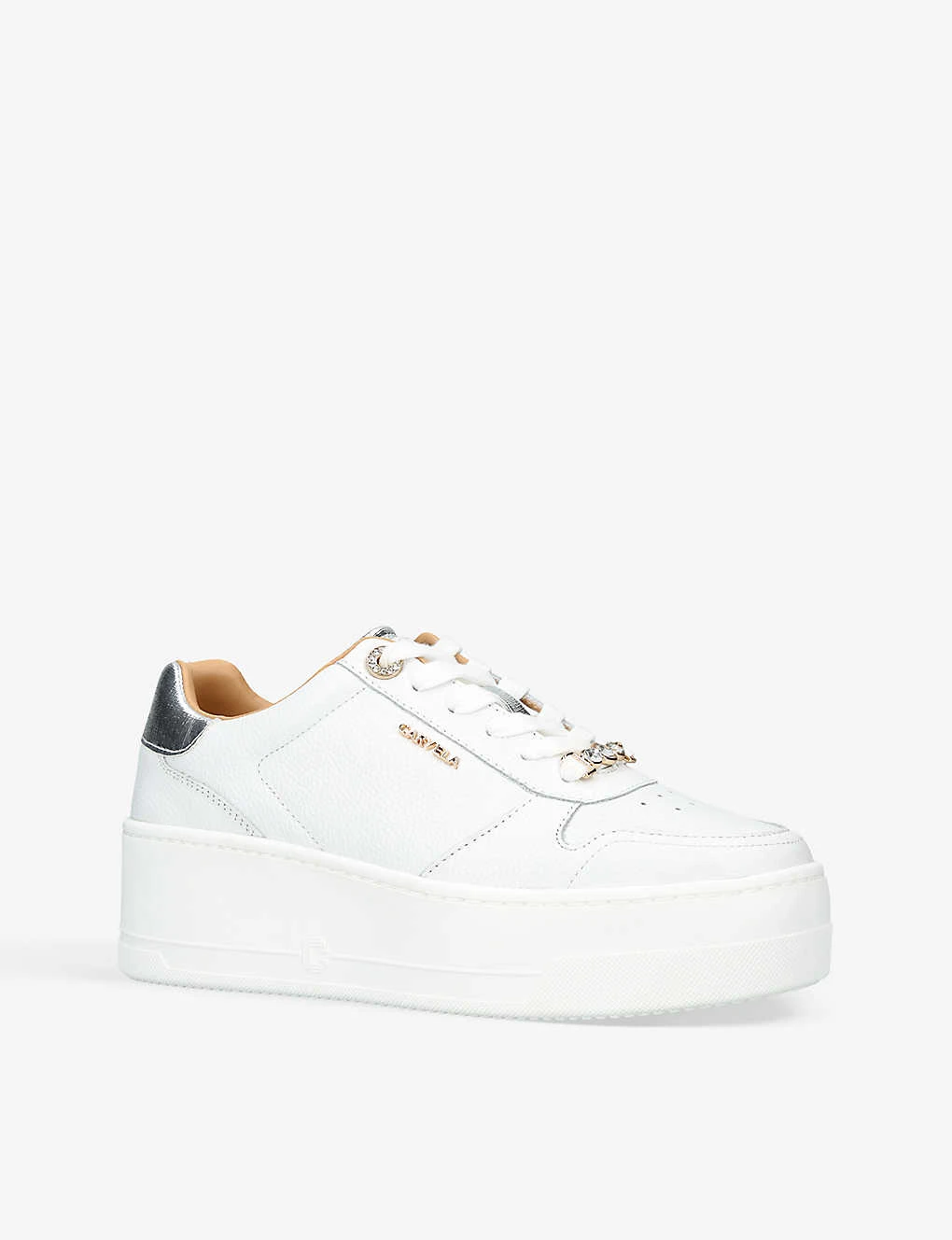Carvela District Logo-embellished Leather Low-top Trainers - Image 3