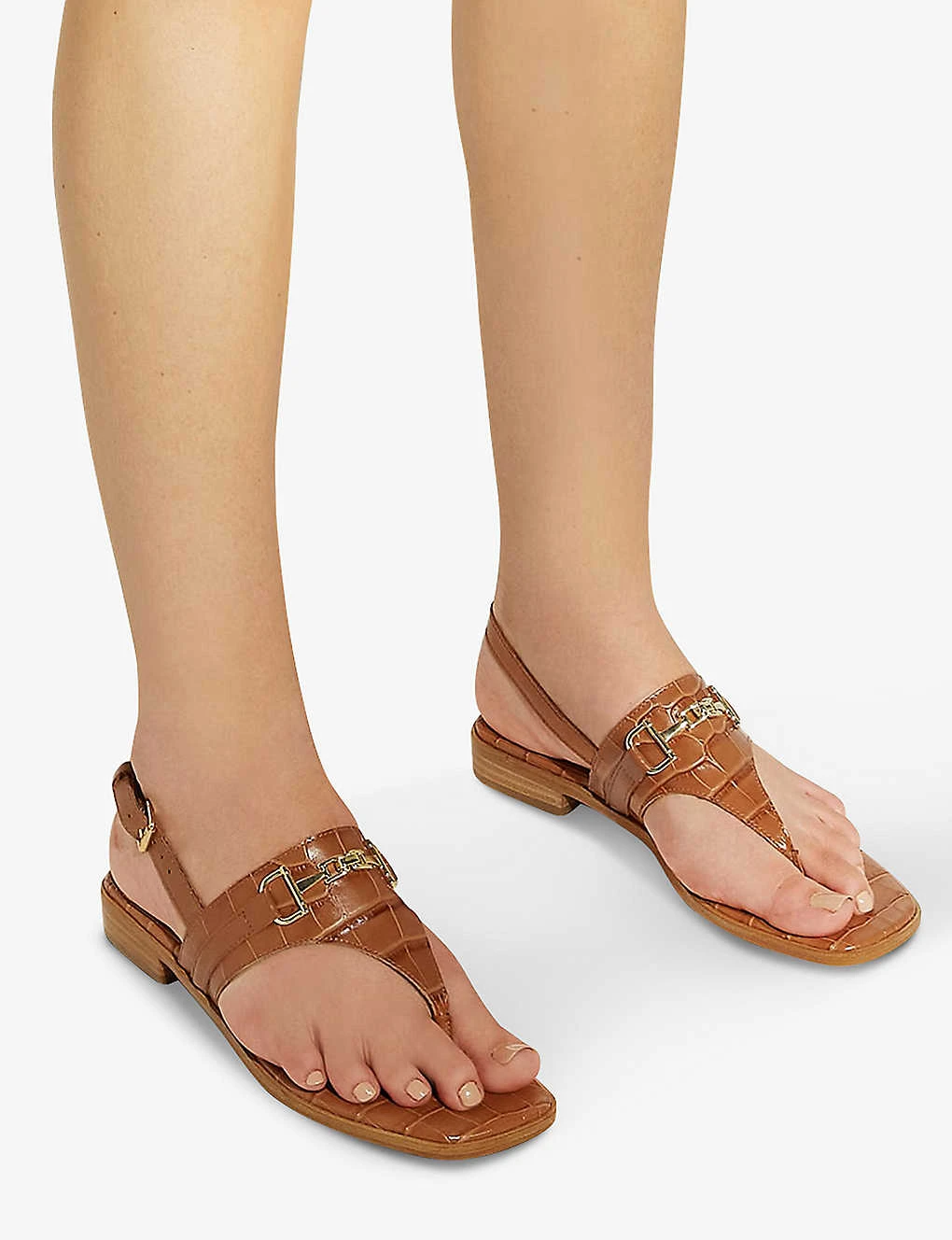 Dune Lexley Horsebit-chain Croc-embossed Leather Sandals - Image 2